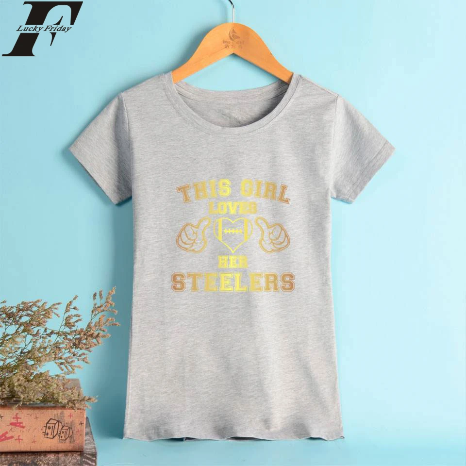 Футболка с надписью Love Her Steelers 100% хлопок футболка коротким рукавом топы футболки