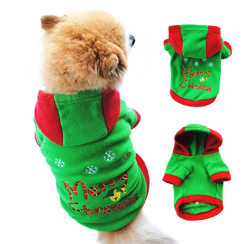 XS/S/M/L/XL зимняя теплая одежда для собак Рождественская елка костюма толстовки