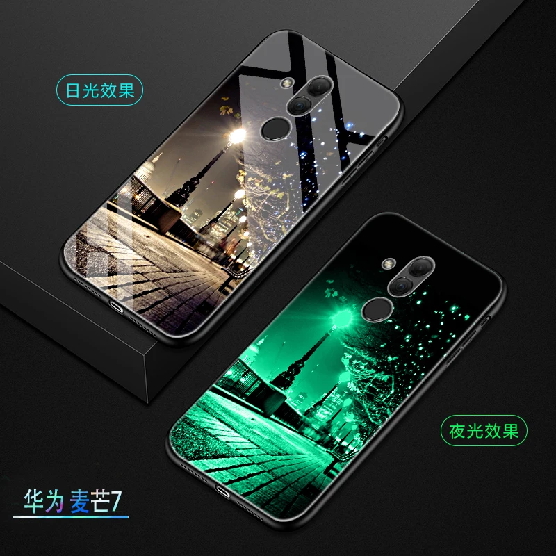 Чехол для huawei mate 20 Lite, роскошный светящийся жесткий защитный чехол из закаленного стекла для huawei mate 20 lite, полный Чехол - Цвет: style 09