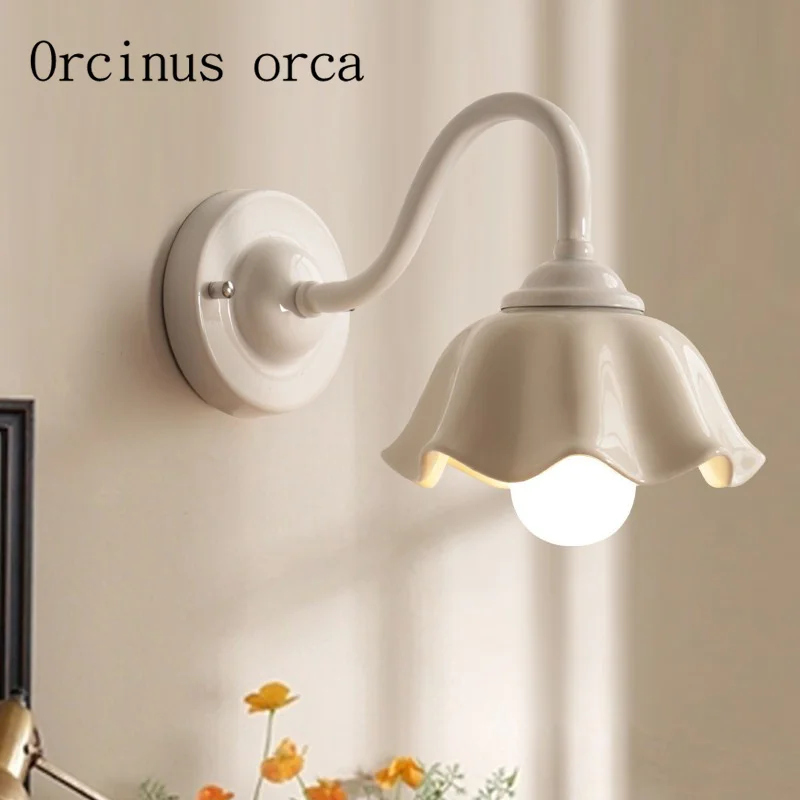Korean modern simplified ceramic wall lamp living room dining Mediterranean pastoral personality white | Лампы и освещение