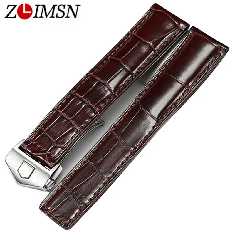 ZLIMSN Customized Crocodile Leather Strap Fit For TAG Heuer Autavia CARRERA Leather WatchBand