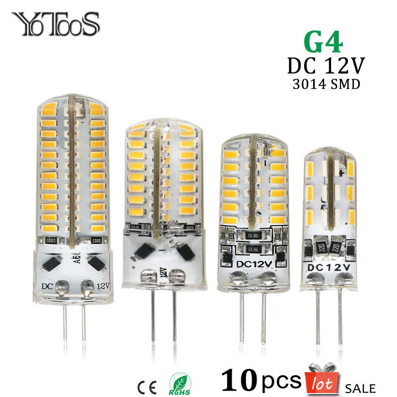 10 шт./заказ G4 светодиодный светильник AC/DC 12V кукурузы лампы 3014 SMD СВЕТОДИОДНЫЙ s 360