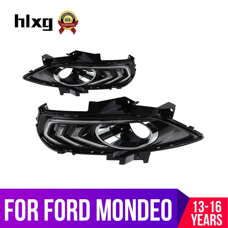 Hlxg 2 шт. светодиодный DRL дневные ходовые огни для Ford Mondeo 2013 2014 2015 2016 с желтым