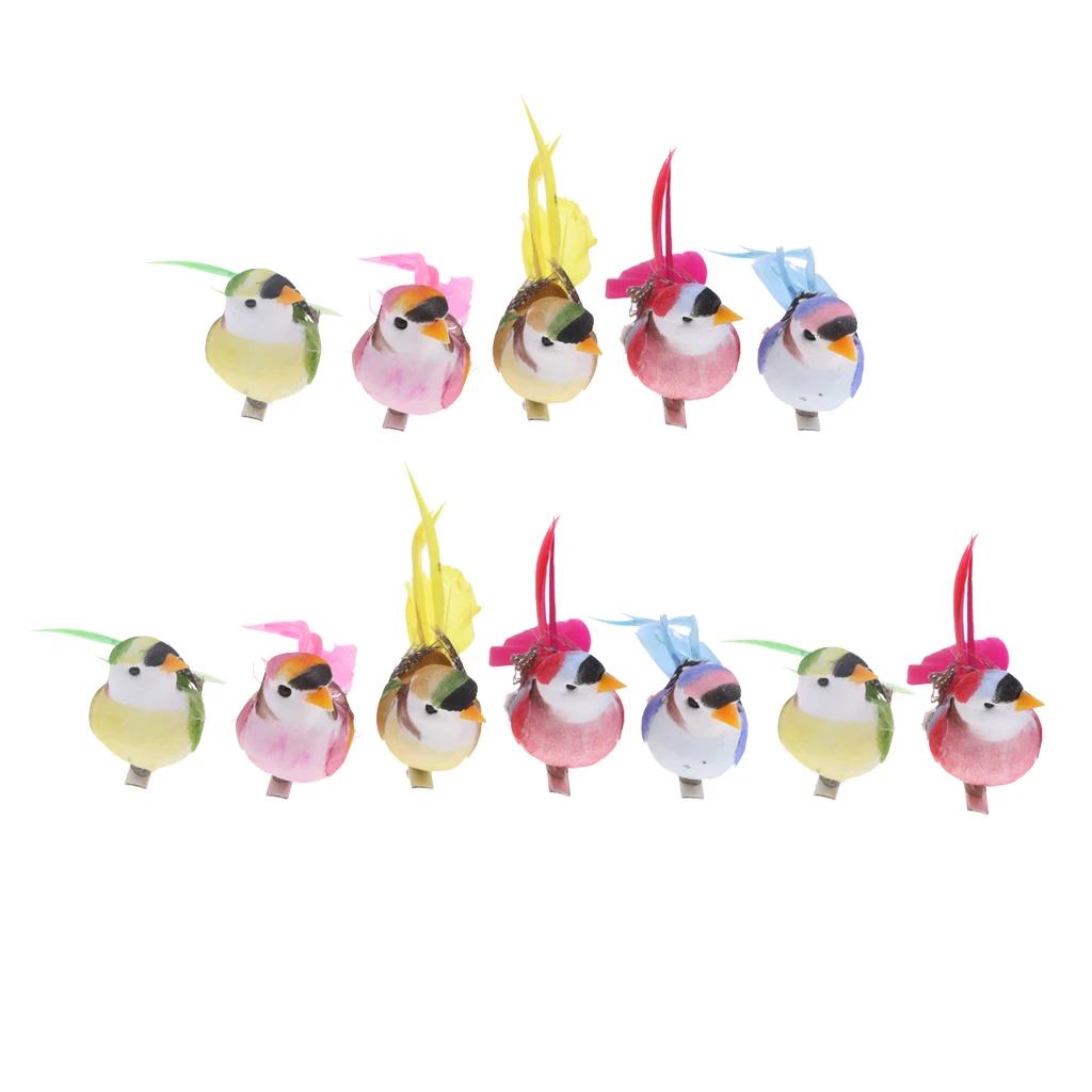 

12pcs Artificial Foam Feathered Birds Mini Craft Home Garden Wedding Decor