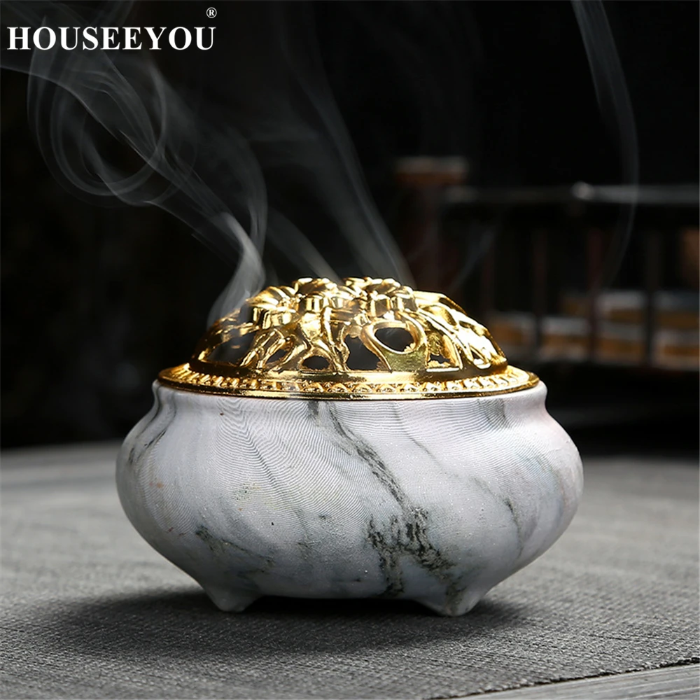 Ладана в мраморной катушке медная крышка керамическая горелка античный