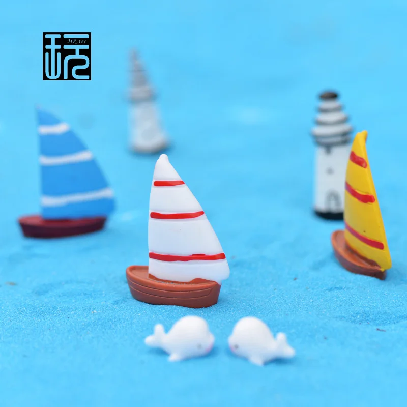 Большие и маленькие модели лодок красочные мини фигурки бак/бутылка/садовая