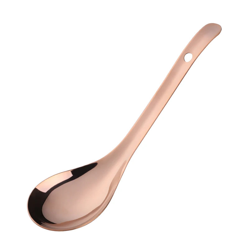 Rose Gold Кухня поставки цветной металлический ложки суповая ложка с длинной ручкой 1 шт - Цвет: Rose Gold