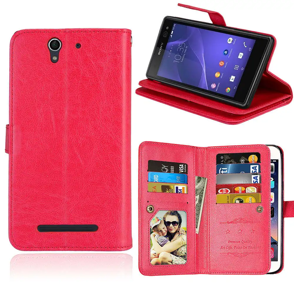 Кожаный флип-чехол для sony Xperia C3 D2533/Xperia C3 Dual D2502 Чехол Подставка-кошелек для телефона чехол с держатель для карт для sony C3 сумка