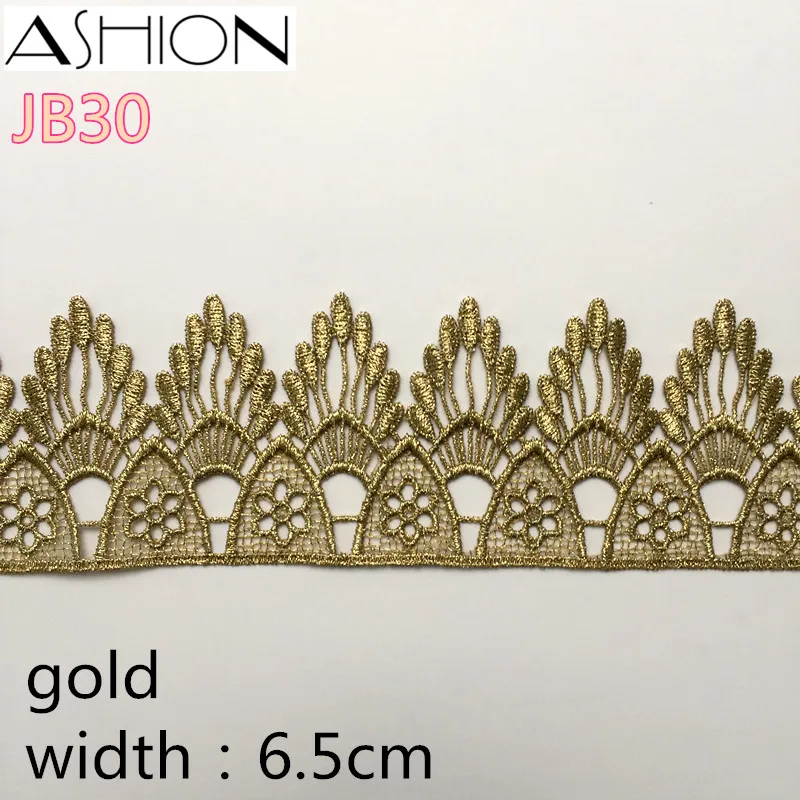 JB30 gold Модный золотой серебряный кружевной отделкой Водорастворимая Вышивка корона цветок кружевная отделка ткань исламский платок аксессуары для волос JB - Цвет: JB30 gold