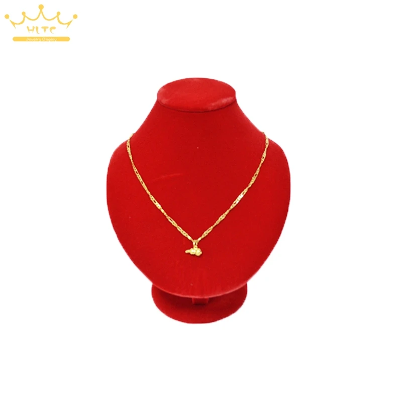 

Gold Jewelry Display Props Red Velvet Necklace Rack Neck Mold Accessories Busts 15*17*18cm Free Shipping