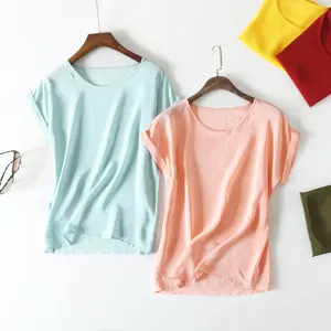 Лето Новое поступление высокое качество 100% шелк Офисная Леди Блузка с коротким рукавом