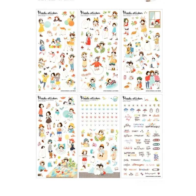 6 шт милые девушки Дневник стикер каваи Канцтовары Papeleria DIY Скрапбукинг молочный