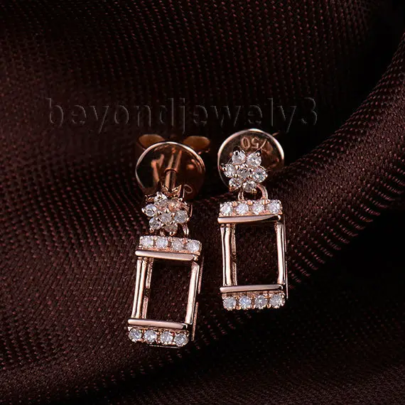 Новинка однотонные серьги из розового золота 18 карат с бриллиантами 4 5 мм WE040 |