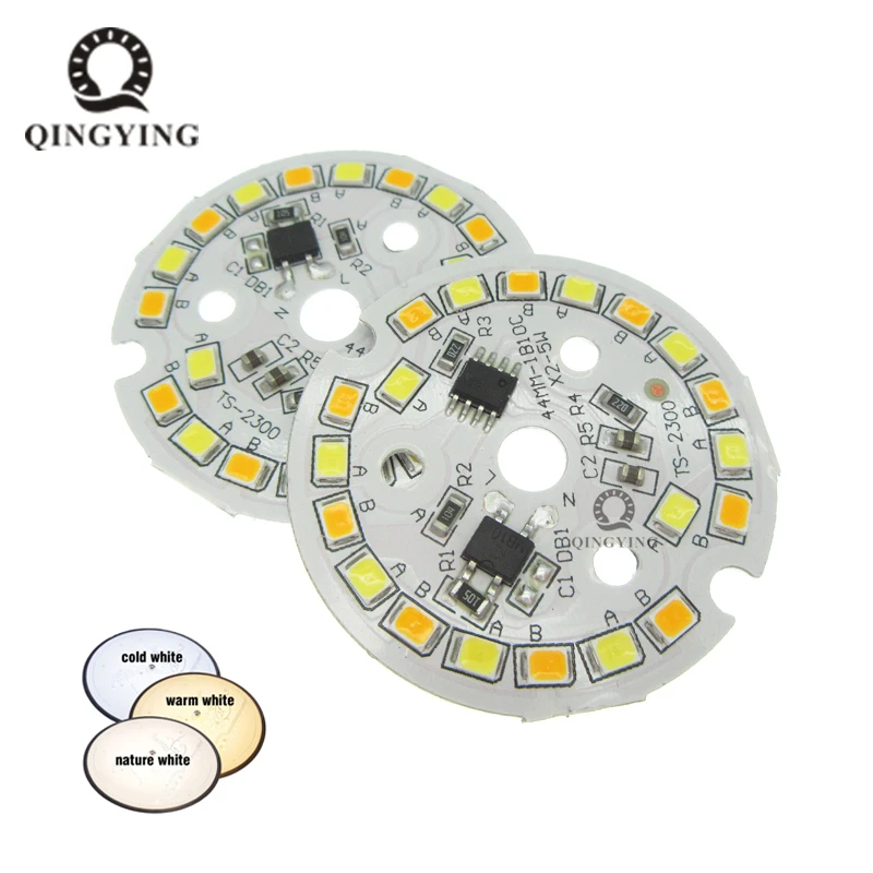 10 шт. 5 Вт 7 2835 SMD переменный ток 220 В фотопластина белый/теплый белый два цвета в