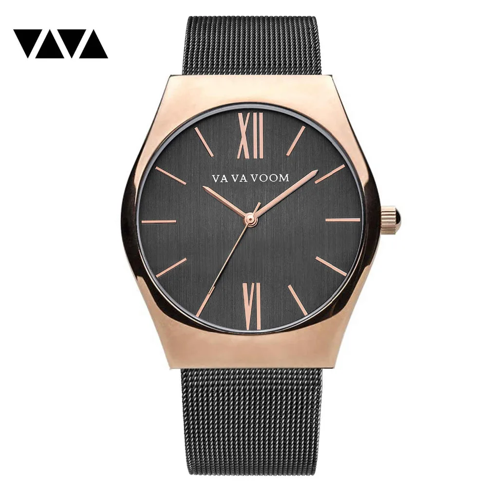 Новинка 2018 мужские часы с черной сеткой из нержавеющей стали роскошные брендовые