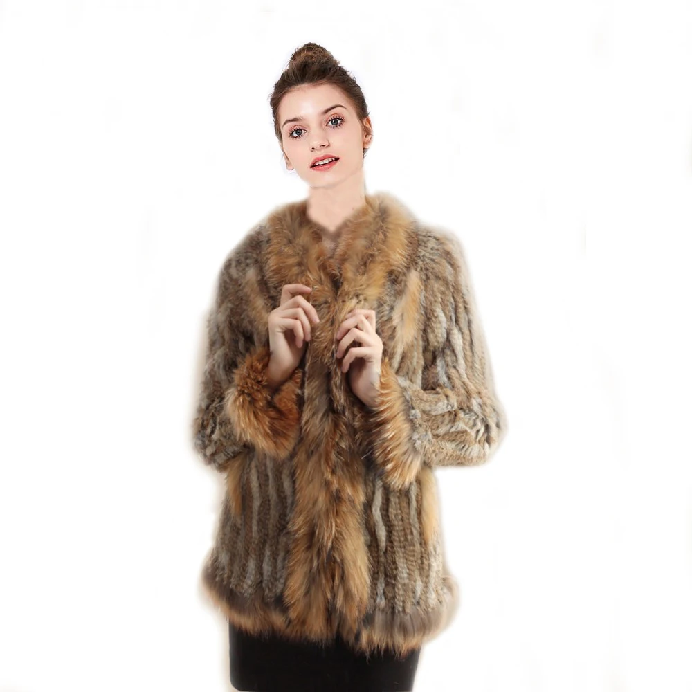 

2021 New Fur Jackets for Women Rex Rabbit Fur Coat Winter Natural Genuine Fur Jacket Raccoon Collar VIP Link Dropshipping Furs