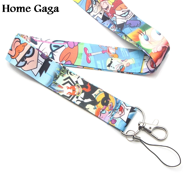 Homegaga Dexter's Lab мультфильм брелок id талреп тесьма лента шейный ремень эмблема на ткани держатель телефона ожерелье аксессуары D1608
