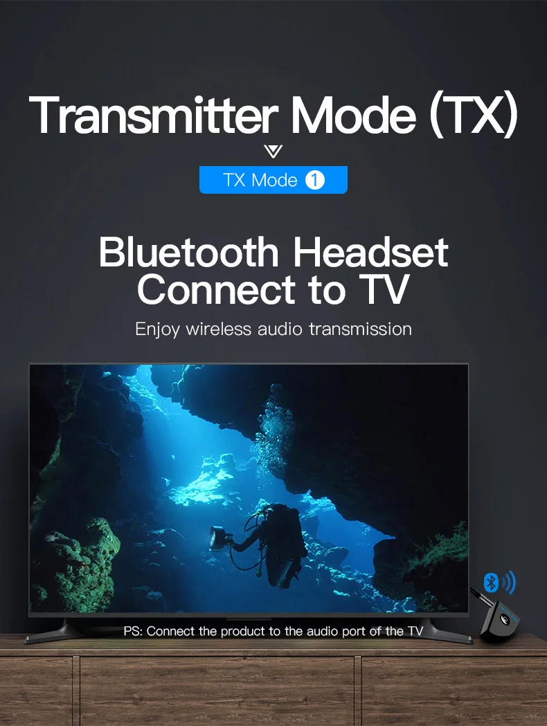 Vention Bluetooth аудио приемник передатчик беспроводной для ТВ наушники Колонки Aux 3,5 мм беспроводной Bluetooth 4,2 аудио адаптер