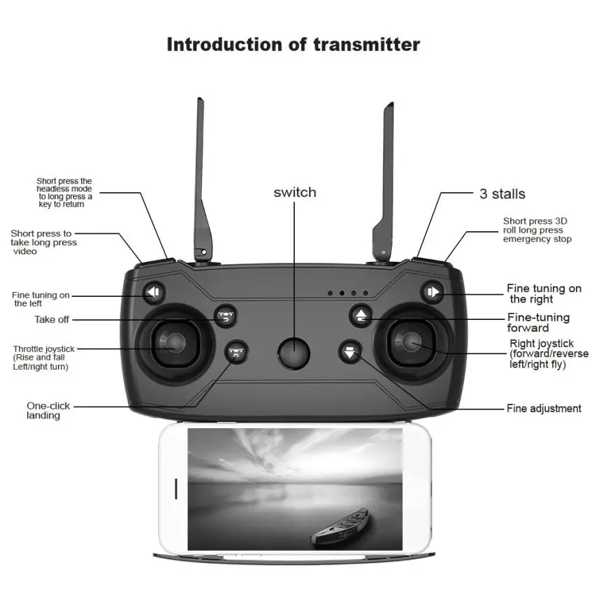 Радиоуправляемый Дрон X12 0.3MP камера WiFi FPV 2 4G один ключ возврат Квадрокоптер