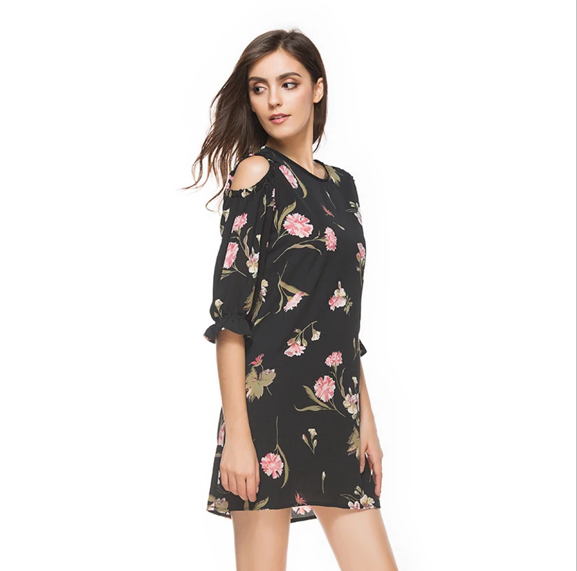 ZIDING 2018 летнее женское платье Цветочный принт с круглым вырезом короткими