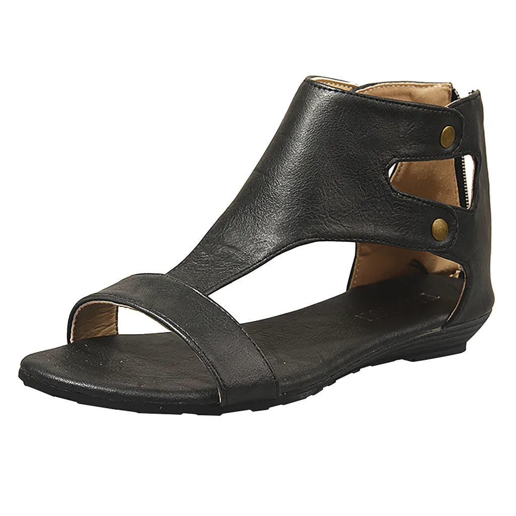 Сандалии SAGACE женские с открытым носком однотонные римские босоножки на плоской