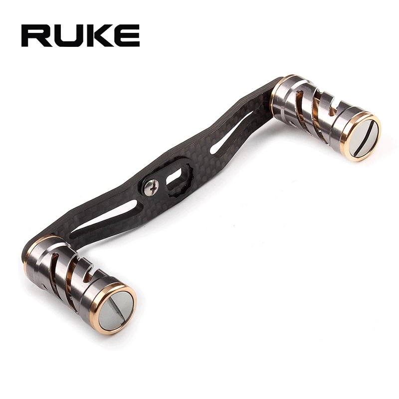 RUKE fishing reel handle hole size 8*5 mm suit for Abu and Daiwa carbon handle with metal knob DIY accessory free shipping