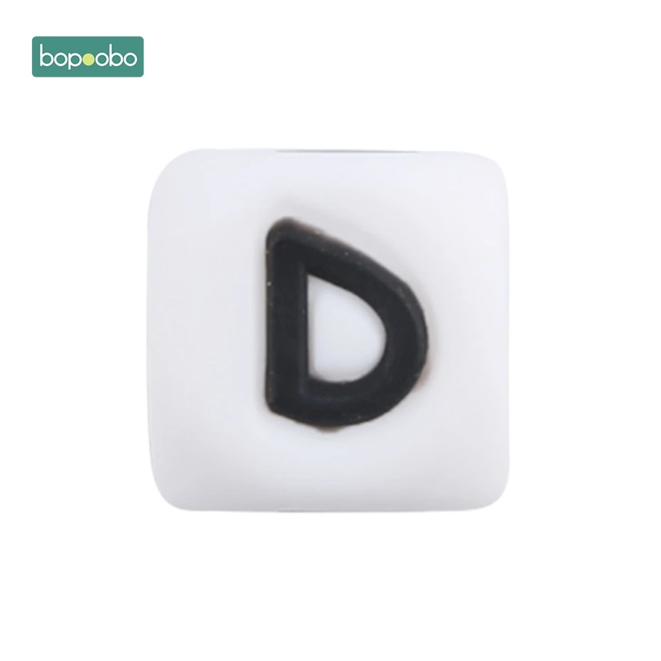 Letter D Bopobo 10 шт., силиконовые бусины-прорезыватели для грызунов для малышей, силиконовые бусины-прорезыватели с жемчугом, 10 мм, Детские Силиконовые Бусины-прорезыватели - Цвет: Letter D