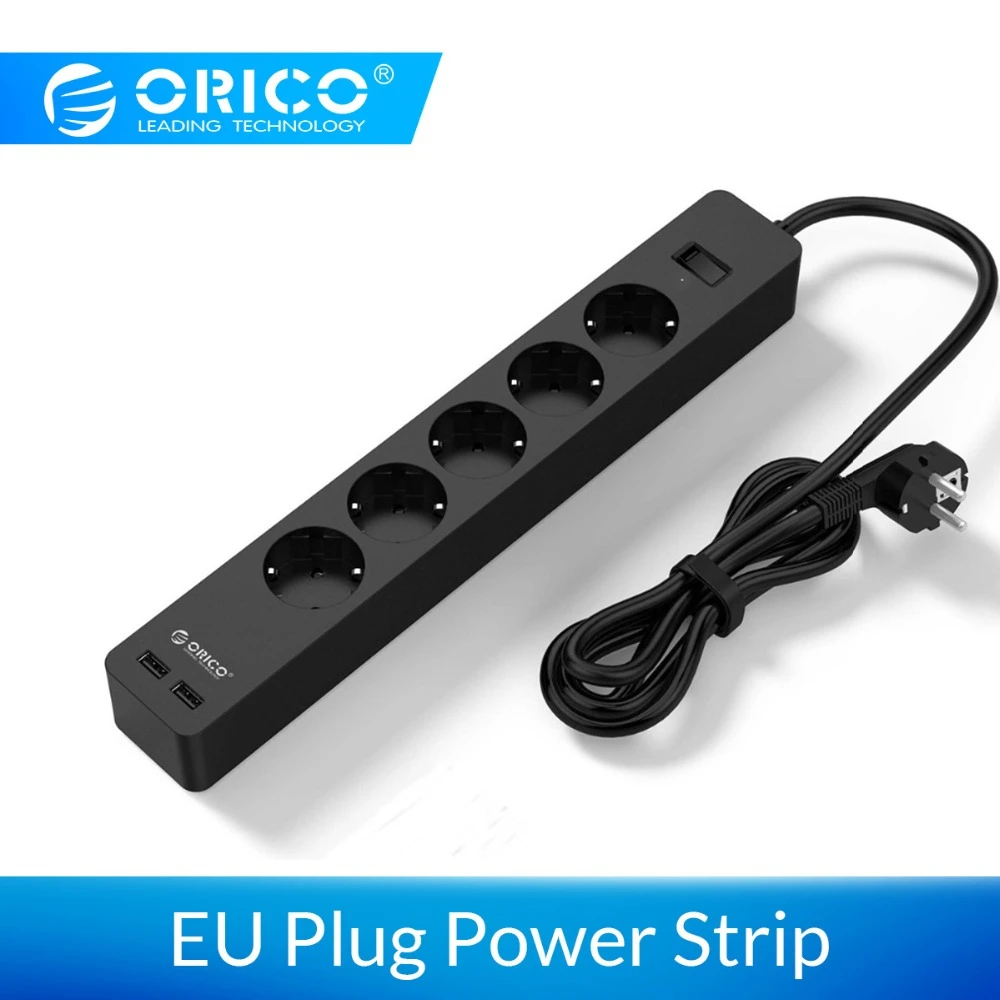 Электронная розетка ORICO, розетка с 2 usb-портами, умная розетка с европейской вилкой для дома, коммерческая розетка