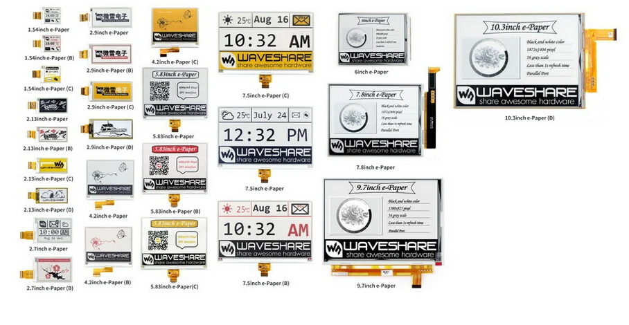 Waveshare 10,3 дюймовый гибкий E-Ink raw дисплей, параллельный порт, без PCB, разрешение 1872*1404, поддерживает частичное обновление