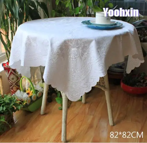 Современная белая кружевная скатерть с вышивкой квадратная для чайного и
