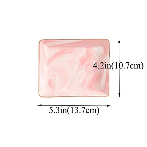 pink small Творческий Золото Мрамор керамическая тарелка блюдо десерты еда тарелка ювелирные изделия кольцо Цепочки и ожерелья блюдо шкафчик под раковиной, для хранения лоток блюдо с узорами - Цвет: pink small
