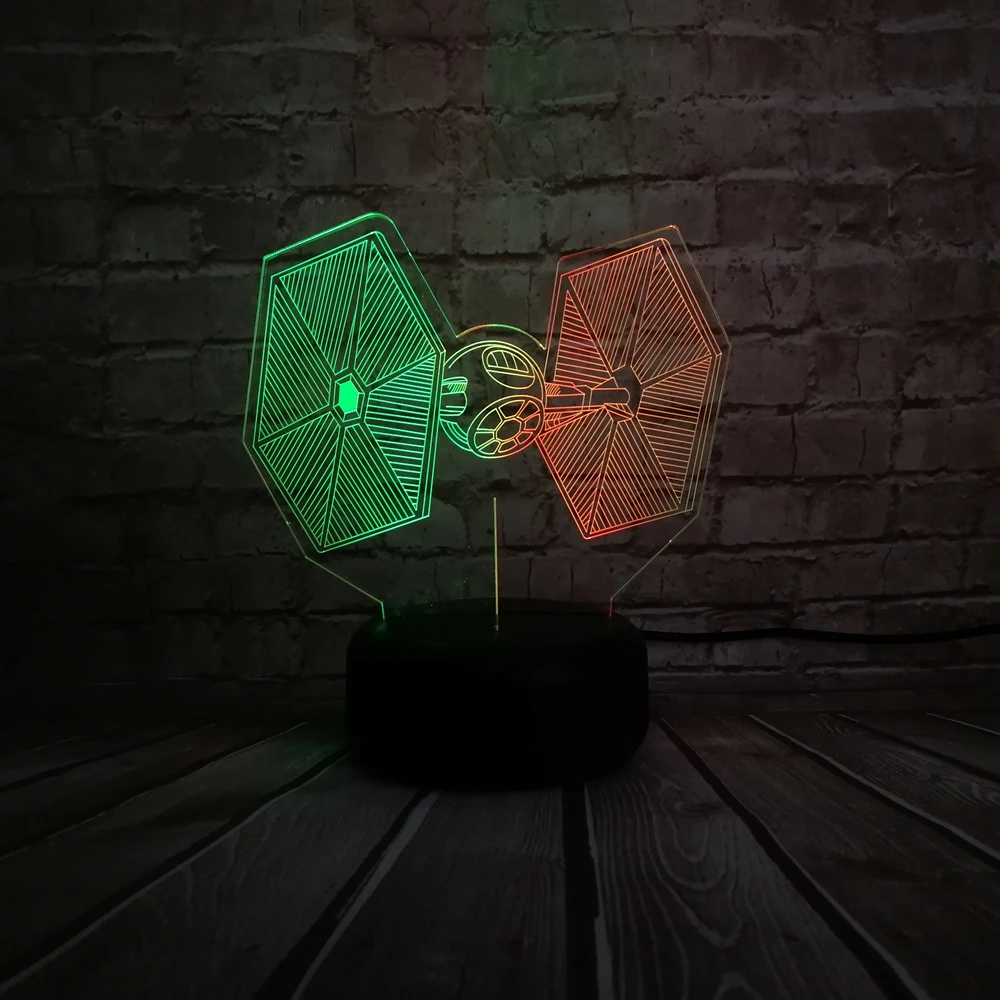Новый 3D лампа с принтами на тему Звездных войн истребитель Tie смешанные Цвет