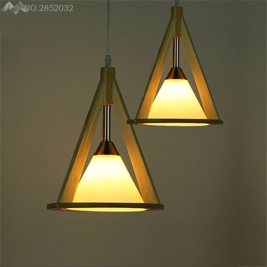 JW Modern Pendant Lamps Wood Glass Lampshade Nordic Rural Style Lights for Living Room Bedroom Restaurant Indoor Decor | Лампы и