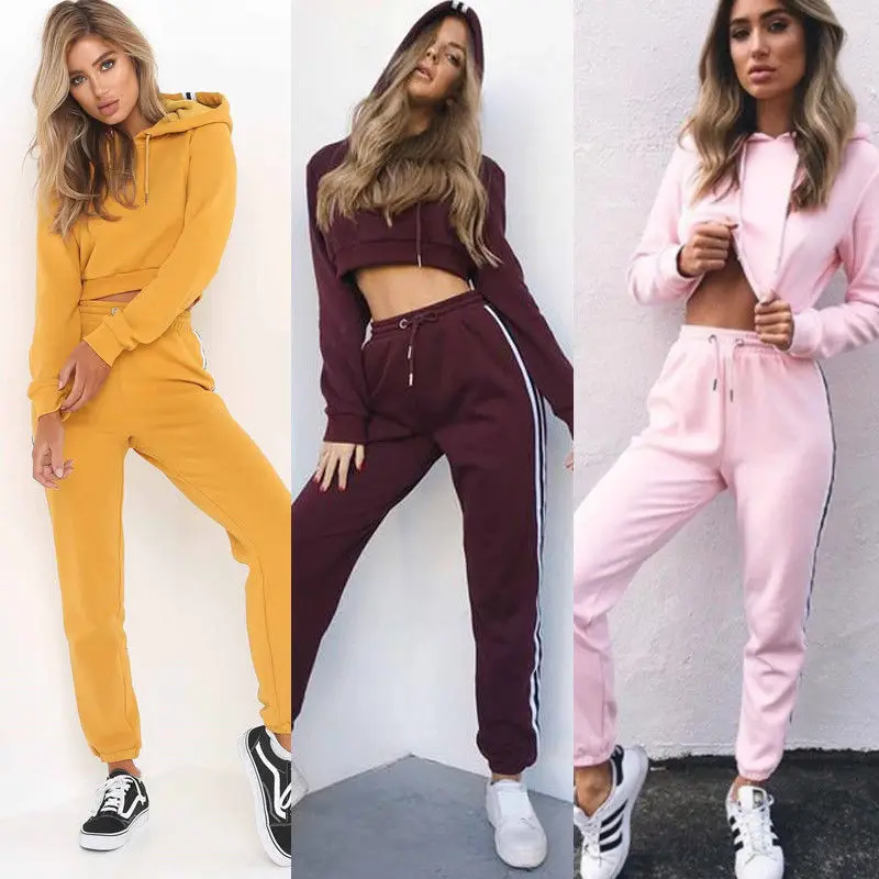 2018 New Fashion Autumn Winter 2Pcs Women Ladies Tracksuit Hoodies Sweatshirt Pants Sets Sport Wear Suit | Женская одежда
