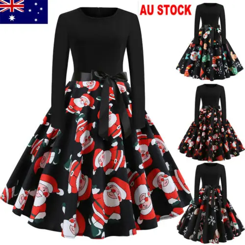 2019 Новейшее модное женское винтажное рождественское свободное платье Дамское