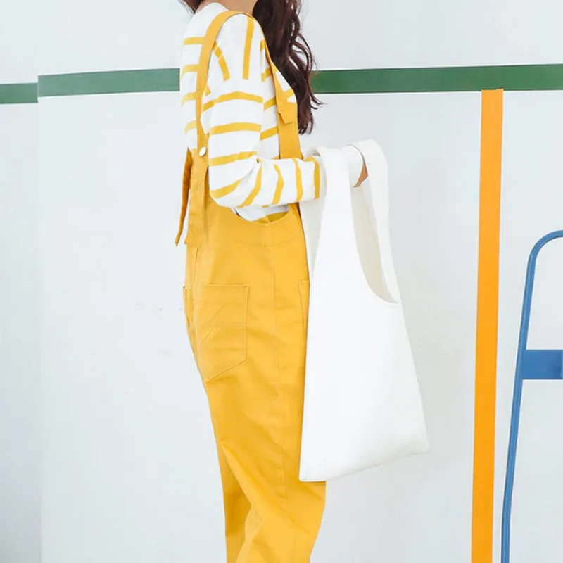 Spring Solid Color Denim Jumpsuits Women Vintage Fashion New Jean Overalls for Women Loose Pocket Long Pants Women Jumpsuit