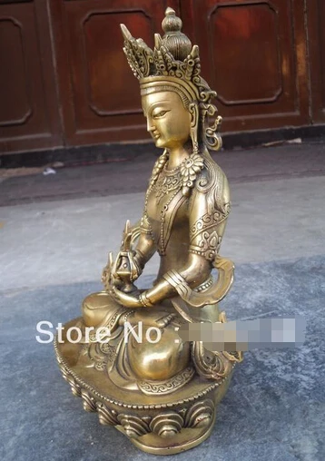 Бесплатная доставка Тибет Буддизм Амитаюс длительный срок Бронзовый Статуя