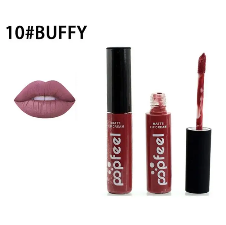 Brand Popfeel 12 Color Liquid Lip Gloss Makeup Waterproof batom Tint Red Velvet Matte Lipstick lips tattoo |