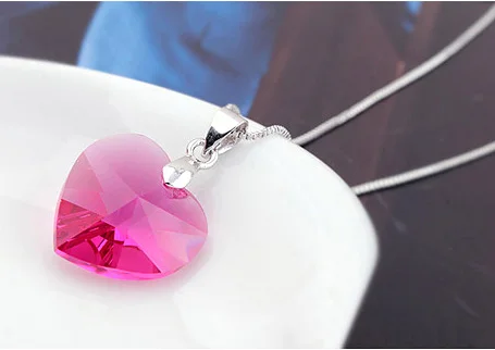2 Оригинальные кристаллы от Swarovski сердце кулон ожерелье для женщин влюбленных серебряный цвет ожерелье Макси подарок на день Святого Валентина - Окраска металла: 2