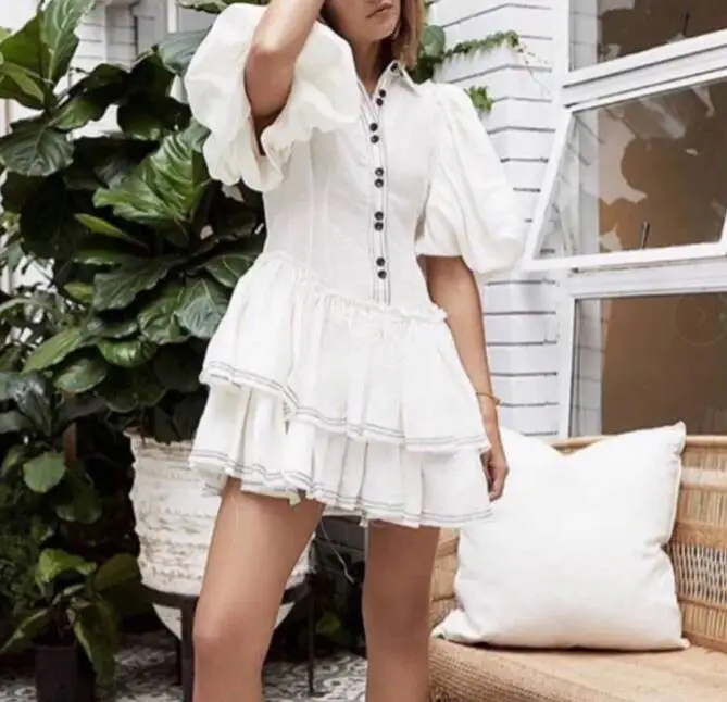 Женское облегающее мини платье с оборками и рукавами фонариками|Женские платья| |