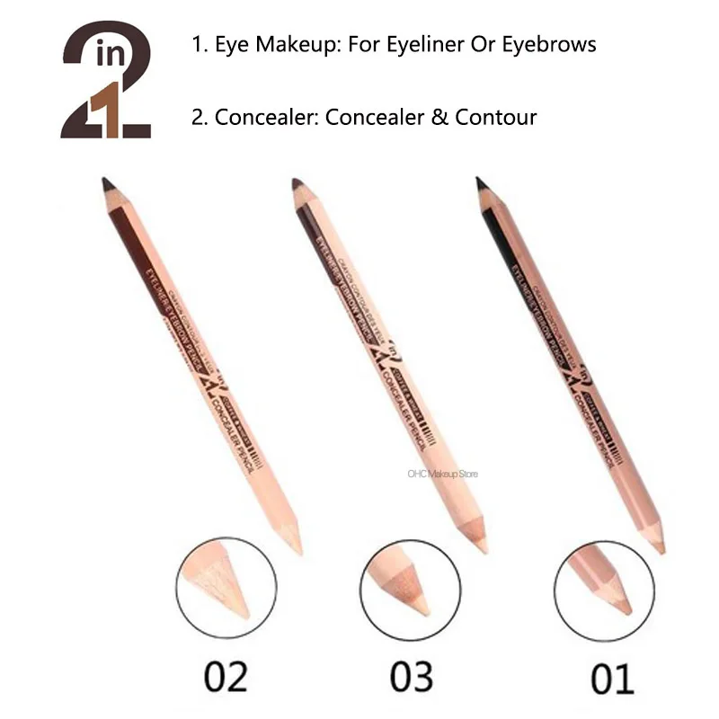 Профессиональный карандаш для макияжа бровей 2 в 1 корректор цвета двухсторонняя
