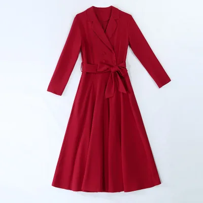 

2019 spring and autumn women's dress retro long-sleeved dress casual long section Fashion wild dress OL business wear Ms. Slim