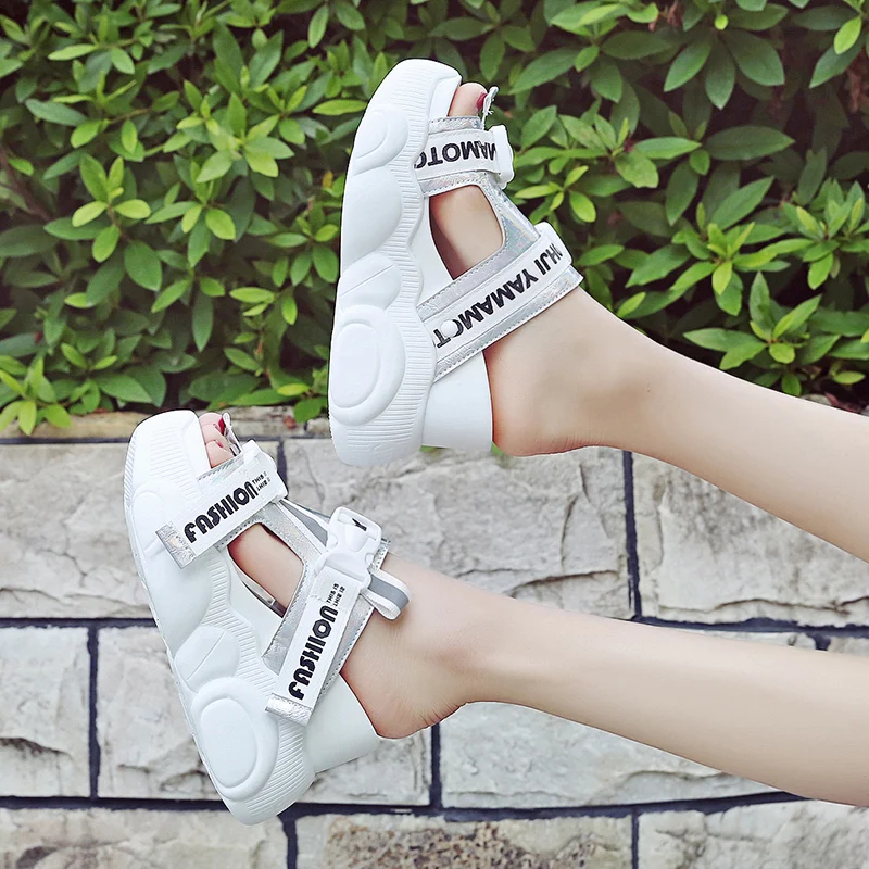 Lucyever Мода Клин Для женщин спортивные сандалии с открытым носком открытая пляжная