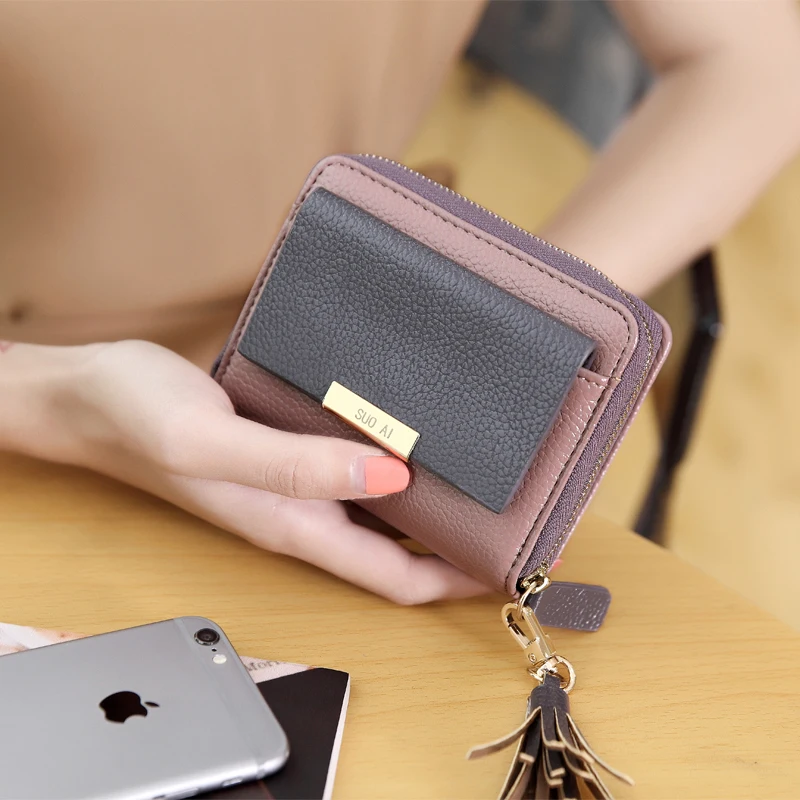 Для женщин короткие бумажник 2017 искусственная кожа Женский со вставками на