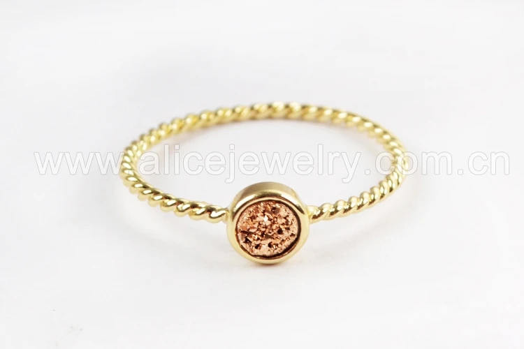 Rose Gold BOROSA 10 шт. золото 4 цвета мм Drusy Круглый природных Титан Радуга Druzy ободок кольца, разноцветные Drusy кольцо для Для женщин ZG0284 - Цвет основного камня: Rose Gold
