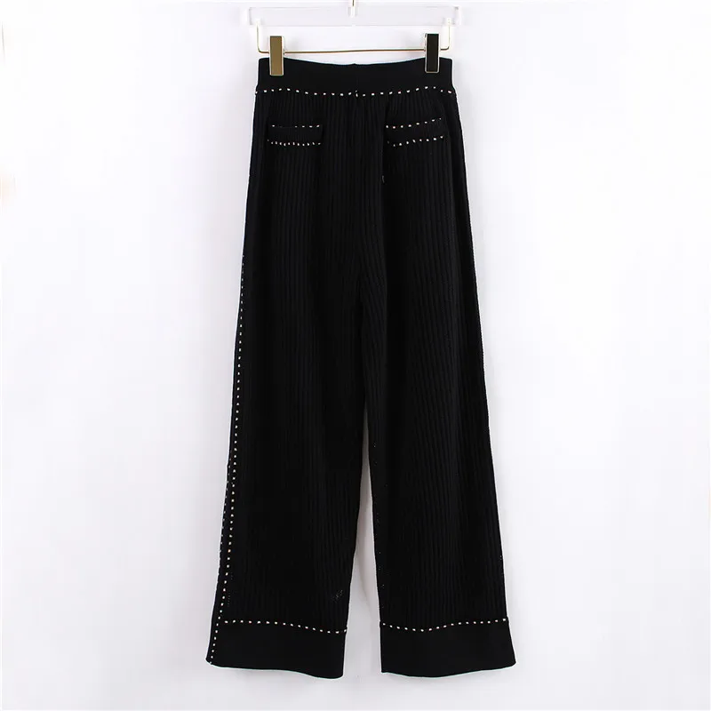 2019 Новый осенний вязаный свитер из двух частей Twinset Outfit Женщины Золотая линия