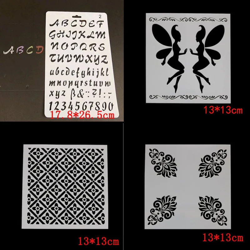 

4pcs Stencils DIY Maternal Grid Relief Numbers For Wall Painting Scrapbooking Stamping Stamp Album Decor Reusable