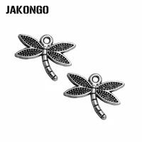 jakongo antique silver plated dragonfly charms pendant for jewelry making bracelet accessories diy handmade 15x18mm 25pcslot