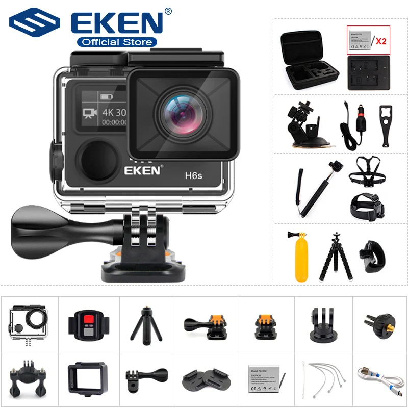 Оригинальная Экшн-камера eken H6S Ultra HD с чипом Ambarella A12 4 k/30fps 1080 p/60fps EIS 30M Водонепроницаемая Спортивная камера