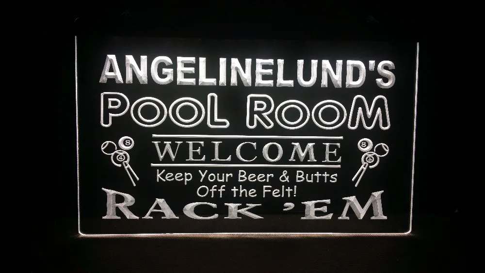 Angelinelund's pool room Добро пожаловать в стойки имя персонализированный домашний бар